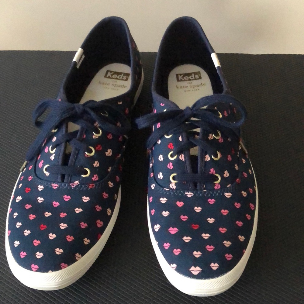 Kate Spade Keds, Women’s, Heart Design, Navy (size 7)